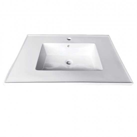 Fauceture Continental 25-Inch X 22-Inch Ceramic Vanity Top with Integrated Basin 1H, White