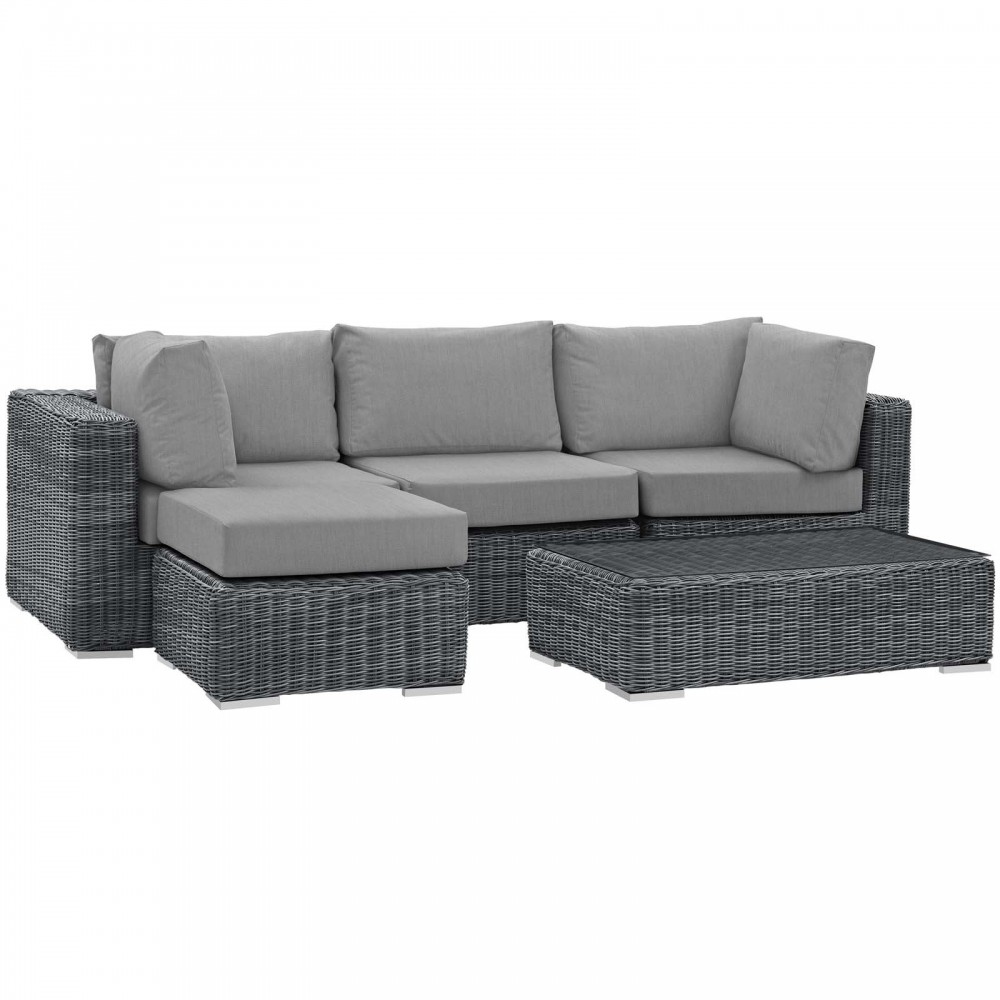 Summon 5 Piece Outdoor Patio Sunbrella® Sectional Set