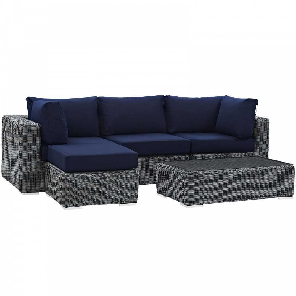 Summon 5 Piece Outdoor Patio Sunbrella® Sectional Set