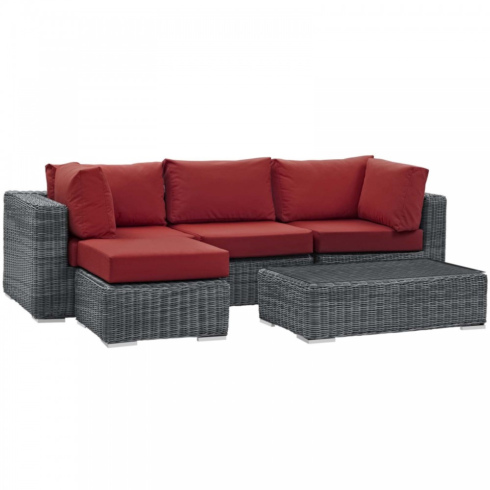 Summon 5 Piece Outdoor Patio Sunbrella® Sectional Set Summon 5 Piece Outdoor Patio Sunbrella® Sectional Set