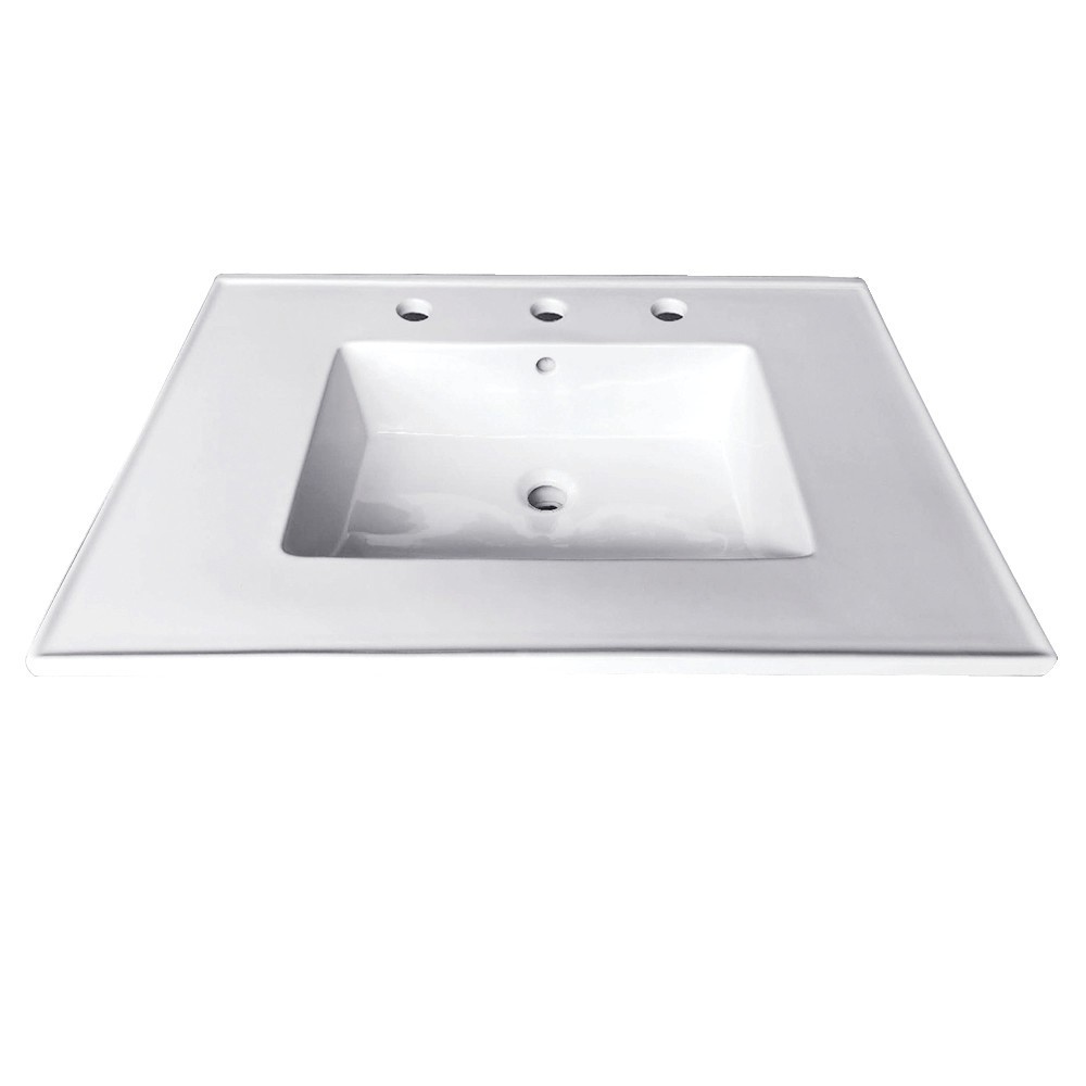 Fauceture Continental 25-Inch X 22-Inch Ceramic Vanity Top with Integrated Basin 3H, White