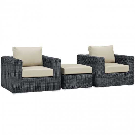 Summon 3 Piece Outdoor Patio Sunbrella® Sectional Set