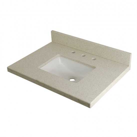 Kingston Brass Templeton 30" x 22" White Quartz Vanity Top with Square Sink, Quartz White