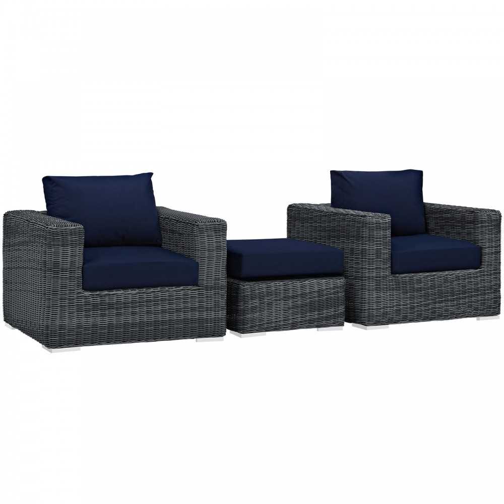 Summon 3 Piece Outdoor Patio Sunbrella® Sectional Set