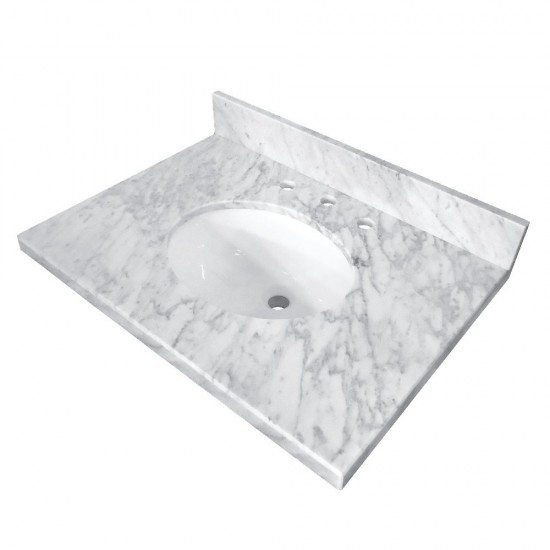 Fauceture Templeton 30-Inch X 22-Inch Marble Vanity Top with Undermount Sink, Carrara Marble