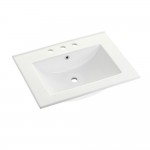 Fauceture Ultra Modern 24-Inch X 18-Inch Ceramic Vanity Top (8" Faucet Drillings), White