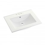 Fauceture Ultra Modern 24-Inch X 18-Inch Ceramic Vanity Top (4" Faucet Drillings), White