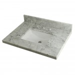 Kingston Brass Templeton 30" X 22" Carrara Marble Vanity Top with Square Undermount Sink, Carrara Marble