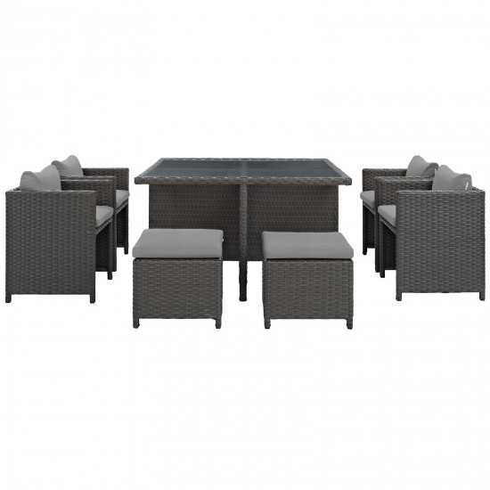 Sojourn 9 Piece Outdoor Patio Sunbrella® Dining Set