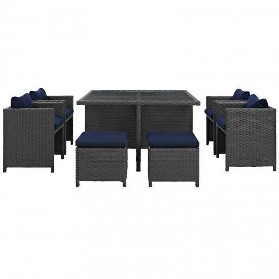 Sojourn 9 Piece Outdoor Patio Sunbrella® Dining Set