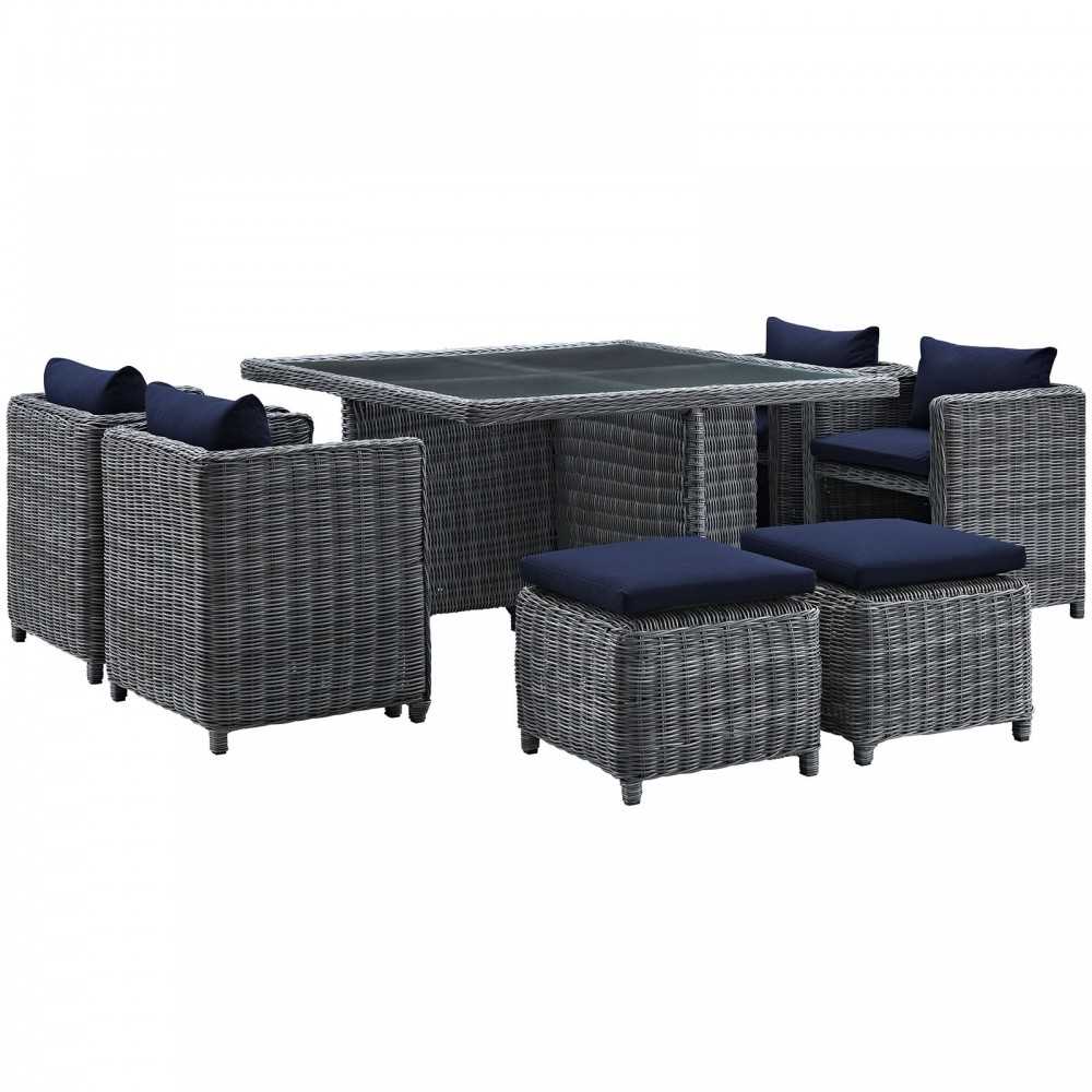Summon 9 Piece Outdoor Patio Sunbrella® Dining Set Summon 9 Piece Outdoor Patio Sunbrella® Dining Set