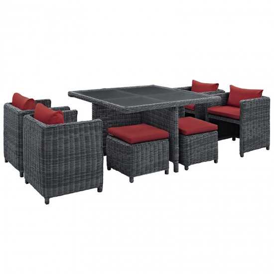 Summon 9 Piece Outdoor Patio Sunbrella® Dining Set