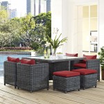 Summon 9 Piece Outdoor Patio Sunbrella® Dining Set