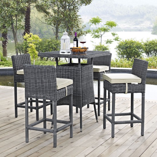 Summon 5 Piece Outdoor Patio Sunbrella® Pub Set