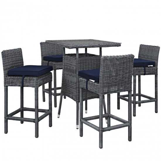 Summon 5 Piece Outdoor Patio Sunbrella® Pub Set