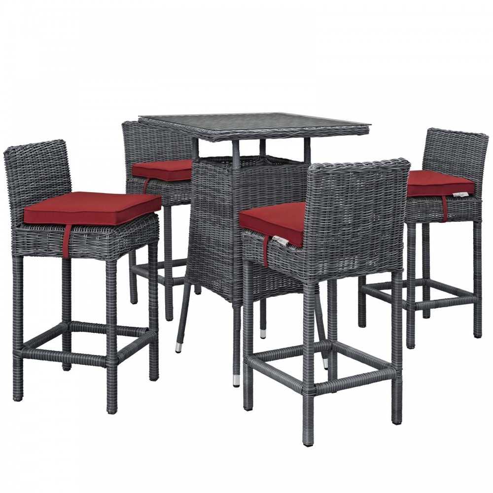 Summon 5 Piece Outdoor Patio Sunbrella® Pub Set