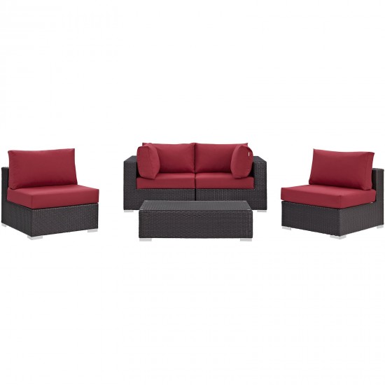 Convene 5 Piece Outdoor Patio Sectional Set