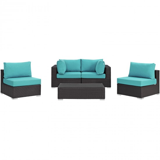 Convene 5 Piece Outdoor Patio Sectional Set