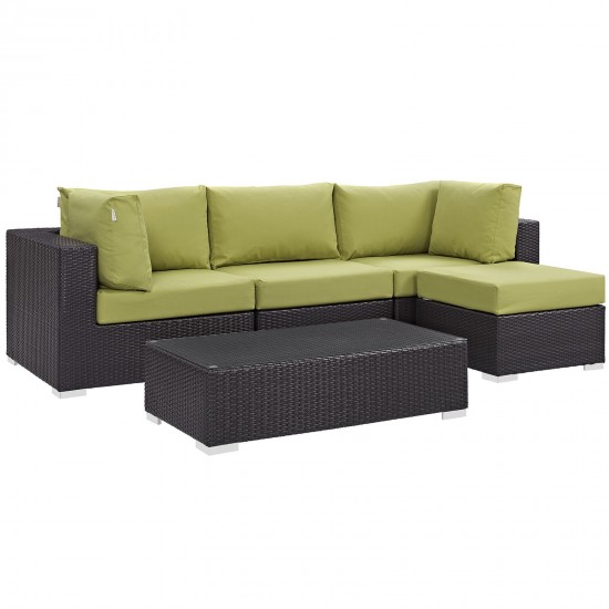 Convene 5 Piece Outdoor Patio Sectional Set