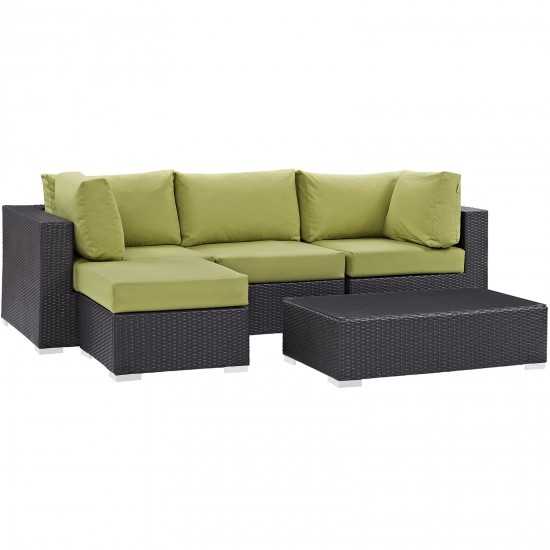 Convene 5 Piece Outdoor Patio Sectional Set