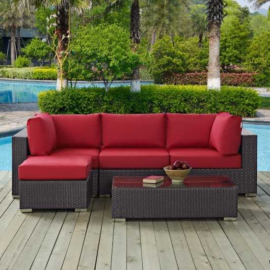 Convene 5 Piece Outdoor Patio Sectional Set