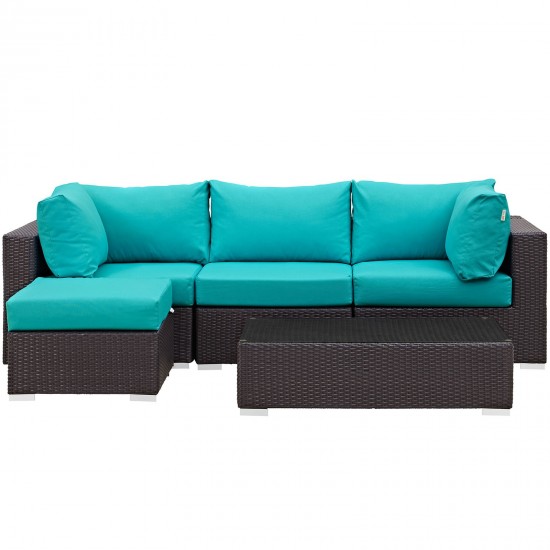 Convene 5 Piece Outdoor Patio Sectional Set