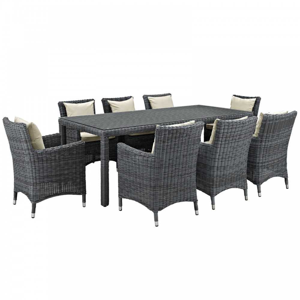 Summon 9 Piece Outdoor Patio Sunbrella® Dining Set