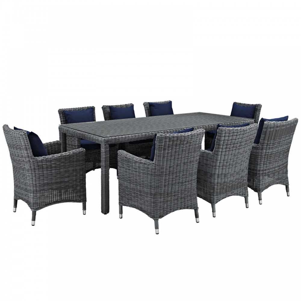 Summon 9 Piece Outdoor Patio Sunbrella® Dining Set Summon 9 Piece Outdoor Patio Sunbrella® Dining Set