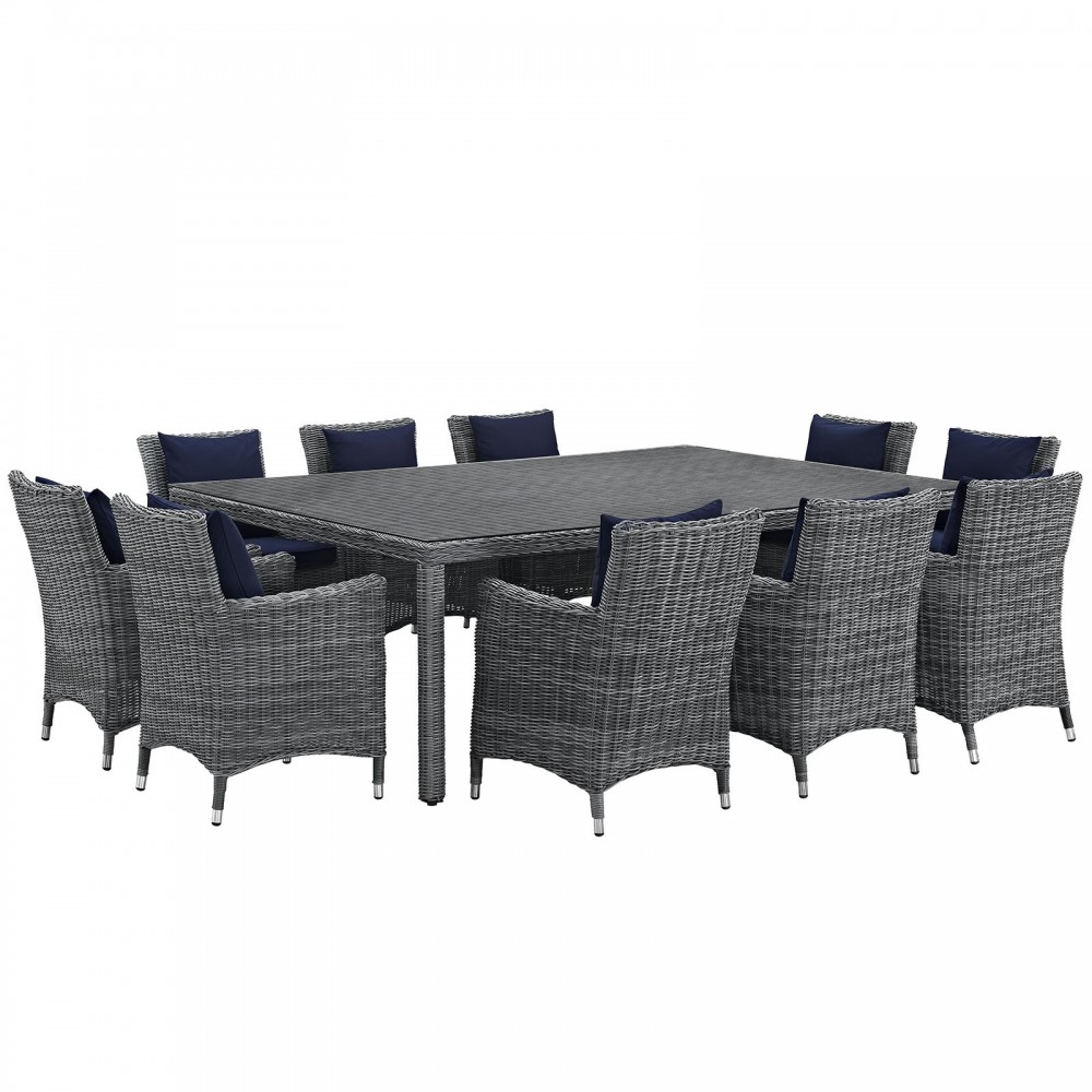 Summon 11 Piece Outdoor Patio Sunbrella® Dining Set