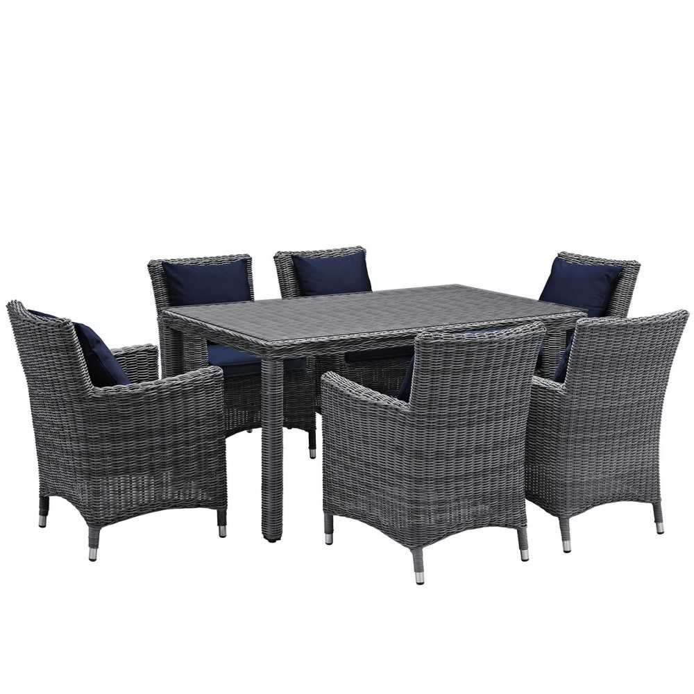 Summon 7 Piece Outdoor Patio Sunbrella® Dining Set Summon 7 Piece Outdoor Patio Sunbrella® Dining Set