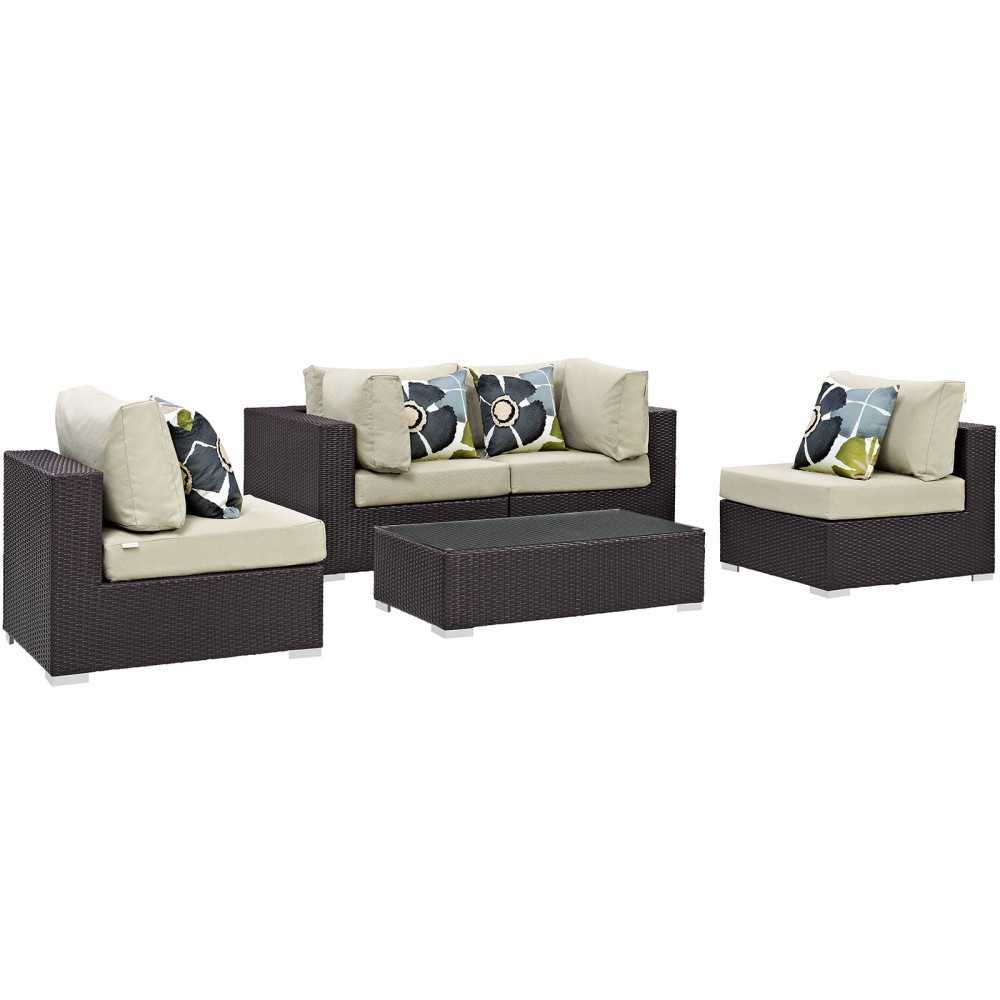 Convene 5 Piece Outdoor Patio Sectional Set Convene 5 Piece Outdoor Patio Sectional Set