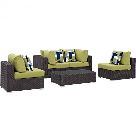 Convene 5 Piece Outdoor Patio Sectional Set