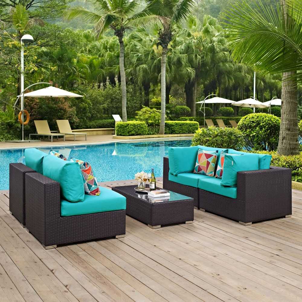 Convene 5 Piece Outdoor Patio Sectional Set