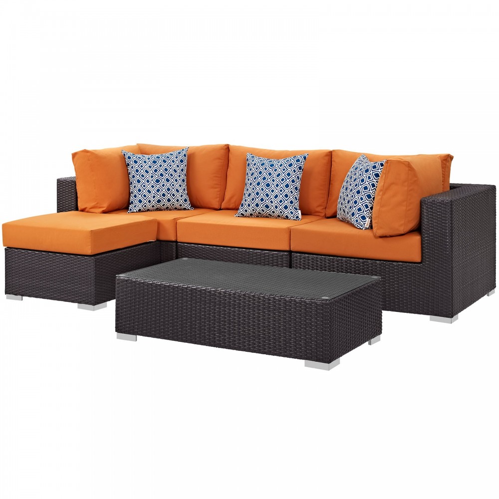 Convene 5 Piece Outdoor Patio Sectional Set Convene 5 Piece Outdoor Patio Sectional Set