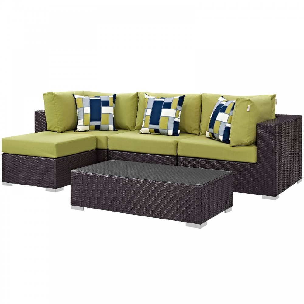 Convene 5 Piece Outdoor Patio Sectional Set Convene 5 Piece Outdoor Patio Sectional Set