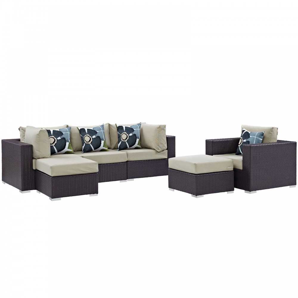 Convene 6 Piece Outdoor Patio Sectional Set Convene 6 Piece Outdoor Patio Sectional Set