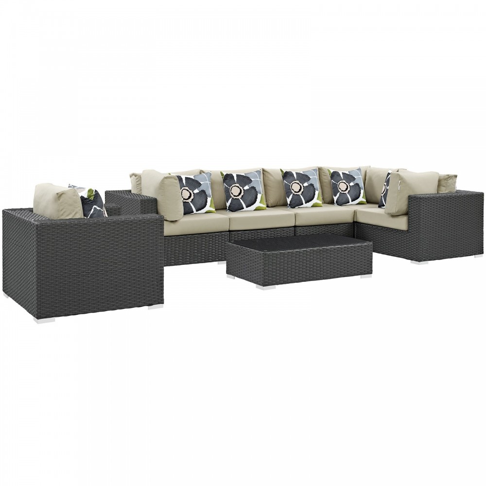 Sojourn 7 Piece Outdoor Patio Sunbrella® Sectional Set