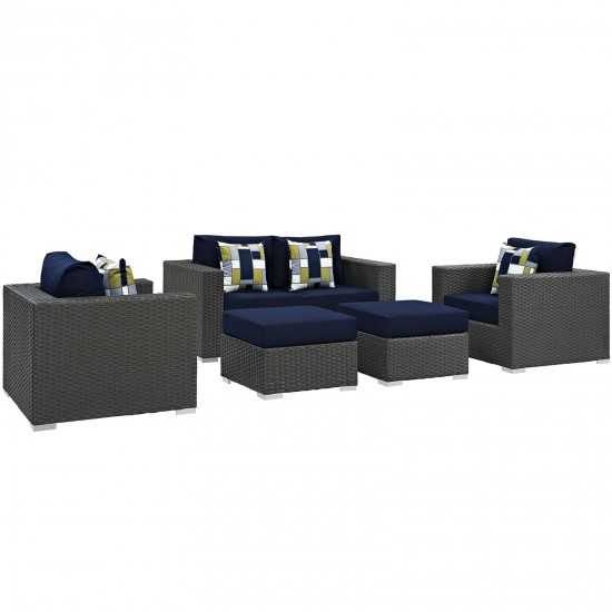 Sojourn 5 Piece Outdoor Patio Sunbrella® Sectional Set