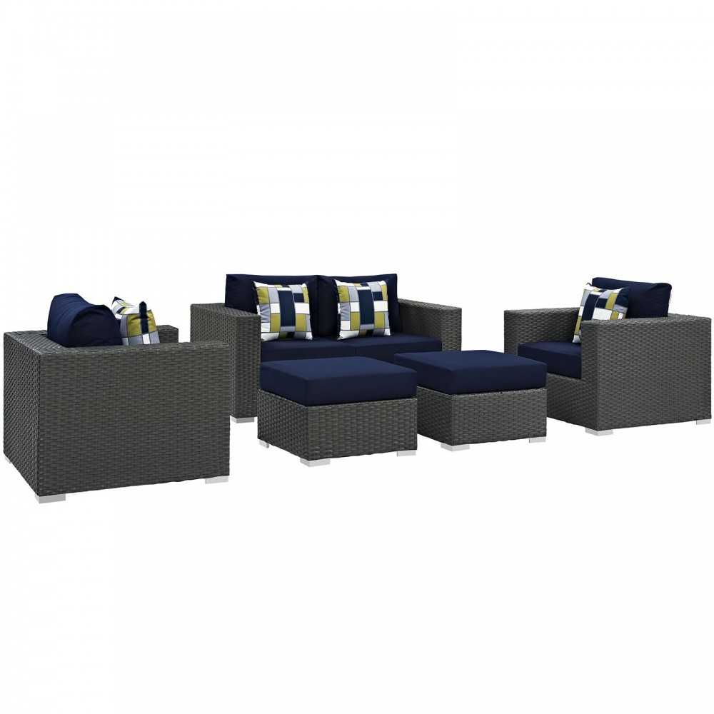 Sojourn 5 Piece Outdoor Patio Sunbrella® Sectional Set Sojourn 5 Piece Outdoor Patio Sunbrella® Sectional Set