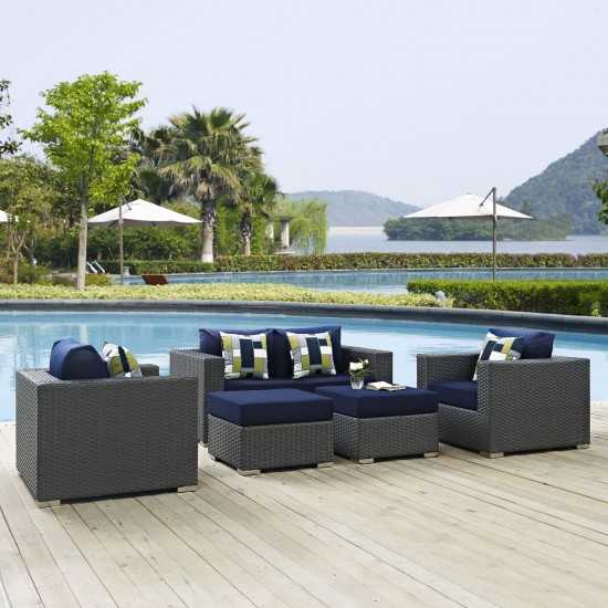 Sojourn 5 Piece Outdoor Patio Sunbrella® Sectional Set