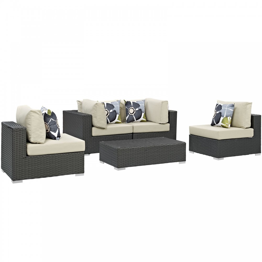 Sojourn 5 Piece Outdoor Patio Sunbrella® Sectional Set