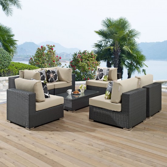 Sojourn 7 Piece Outdoor Patio Sunbrella® Sectional Set