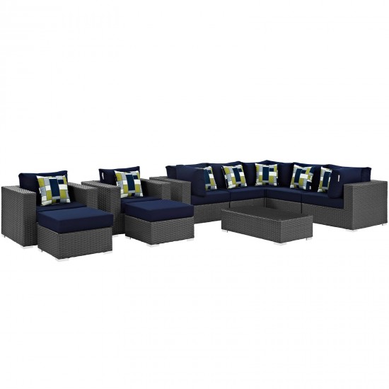 Sojourn 10 Piece Outdoor Patio Sunbrella® Sectional Set