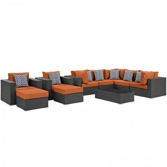 Sojourn 10 Piece Outdoor Patio Sunbrella® Sectional Set