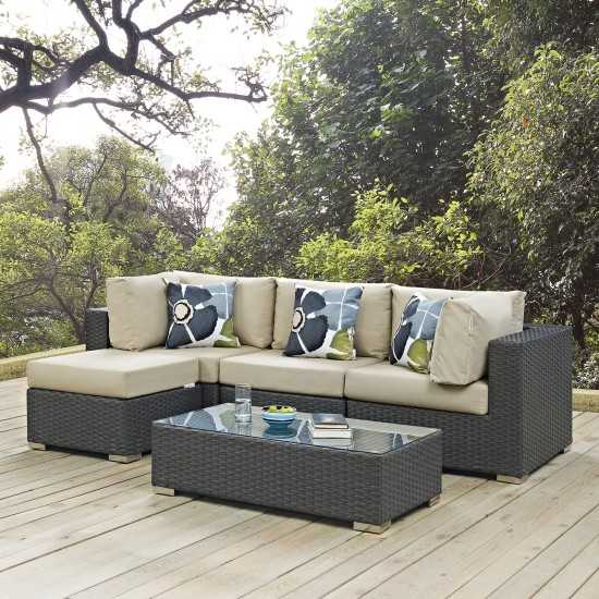 Sojourn 5 Piece Outdoor Patio Sunbrella® Sectional Set