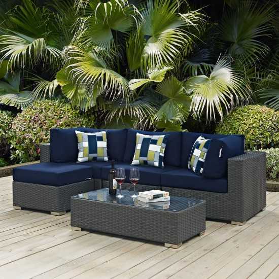 Sojourn 5 Piece Outdoor Patio Sunbrella® Sectional Set