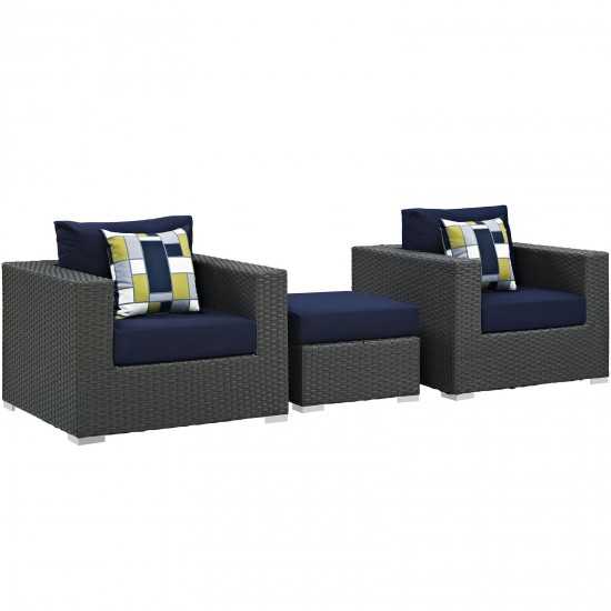 Sojourn 3 Piece Outdoor Patio Sunbrella® Sectional Set