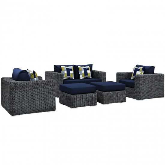 Summon 5 Piece Outdoor Patio Sunbrella® Sectional Set