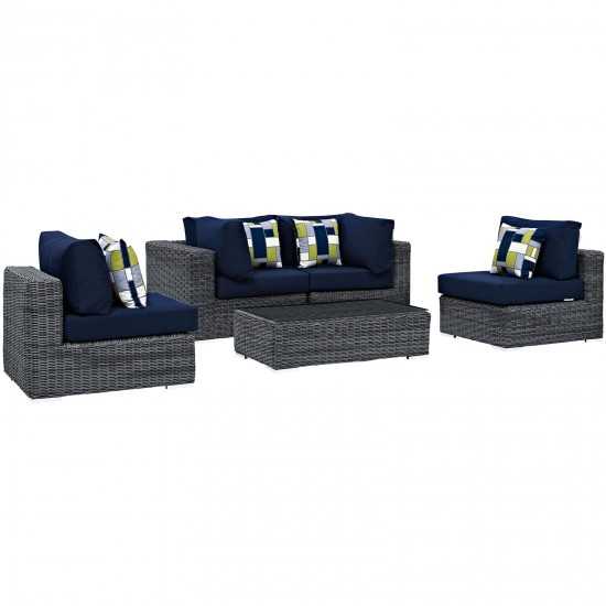 Summon 5 Piece Outdoor Patio Sunbrella® Sectional Set