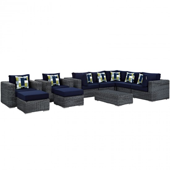 Summon 10 Piece Outdoor Patio Sunbrella® Sectional Set